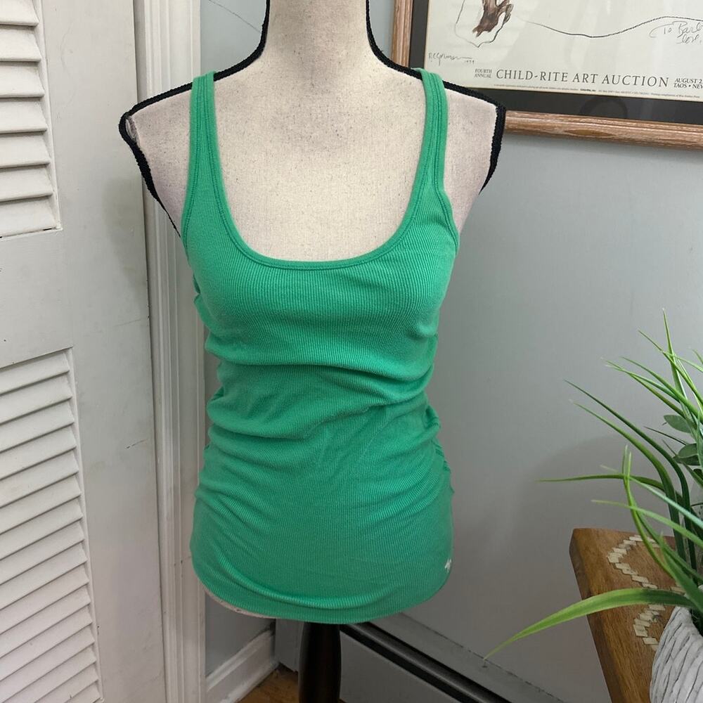 Vintage Abercrombie & Fitch Tank Top Large Green Ribbed Fitted Y2K Long Moose